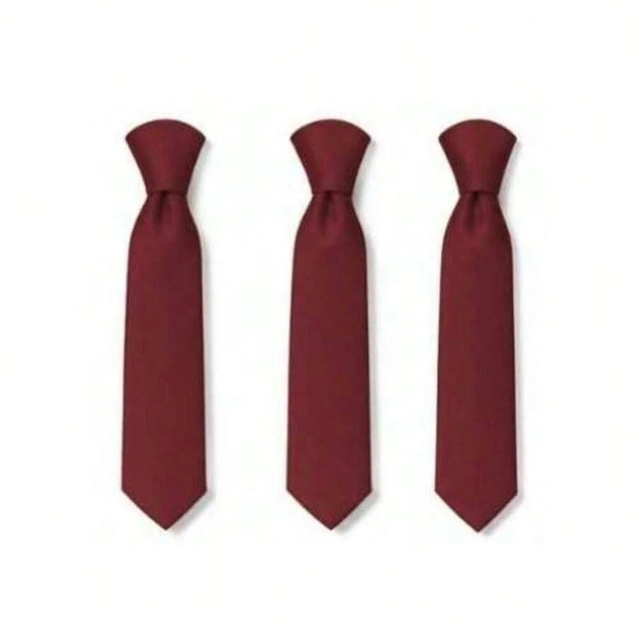 Set Of 3 Light Gray Ties For Groomsmen, Weddings, And Events - Color caoba - Ver 1