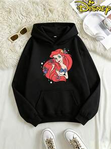 Whimsical Disney Princess Hoodie, Women's Casual Long Sleeve Pullover For Magic Kingdom & Everyday Wear - Black - View 2