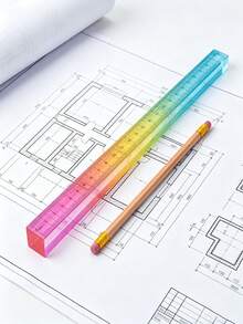 Regla y Cubo 2 en 1 de Colores, Herramienta de Dibujo Geométrico, Juego de Papelería para el Aprendizaje de Matemáticas, Suministros de Dibujo y Medición, Ayuda de Enseñanza de Matemáticas, Sólido Geométrico de Plástico Multifuncional - Multicolor - Ver 4