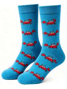 1 Pasang Kaos Kaki Pantai Motif Kepiting Kecil yang Lucu Gaya Kartun Hadiah Unisex - MultiWarna - View 2