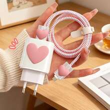 Heart-Shaped Data Cable Protector + Storage Bag Data Cable Protector Compatible With Samsung 25W Charger Protective Case Anti-Breakage Anti-Scratch Dirt-Resistant - Multicolor - View 4
