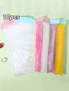 10 Peças Sacos de Picolé Empilháveis Autosselantes Reforçados, Sacos de Cubo de Gelo Coloridos para o Verão, Sacos Plásticos Selados Coloridos para Congelador, Sacos de Cubo de Gelo para Bebidas, Sacos Autosselantes para Congelador, Adequados para Coquetéis, Bebidas, Leite, Suco, Smoothies, Essenciais de Verão e Suprimentos para Festas, Essenciais para Resfriamento de Bebidas, Sacos de Armazenamento de Alimentos para Geladeira, Sacos Autosselantes, Suprimentos para Festas de Verão e Picolés Caseiros - Multicolorido - Visão 1