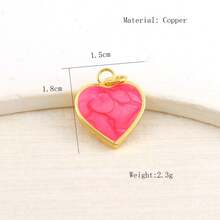 1 pièce Pendentif cœur en cuivre, style minimaliste mode pour femmes, accessoires DIY pour bracelet, collier, boucle d'oreille, sac et chaîne de téléphone, fait main - Multicolore - Voir 4