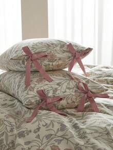 3pc Elegant Bow Pillowcase Minimalist Colorblock Print Duvet Cover Set Combination 2 Pillowcases + 1 Duvet Cover (Excluding Bed Sheet) Machine Washable All Seasons - Multicolor - View 5