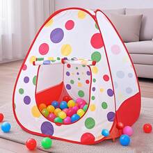 Tienda de campaña infantil de 4 piezas con lunares rojos, adecuada para niños y niñas, interior/exterior, casa de juegos temática de juego de rol para niños, casa de juegos interior/exterior, tiempo de juego de imaginación, mejor regalo de cumpleaños y vacaciones - Rojo - Ver 2