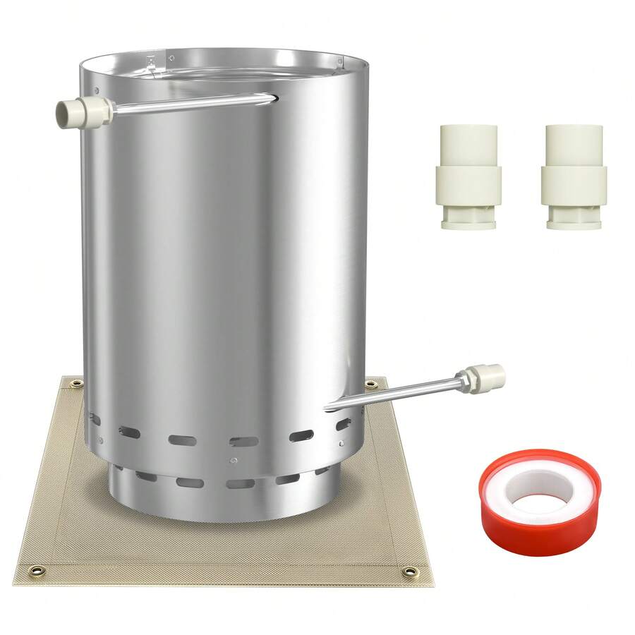 SAILUN Firewood Pool Heater, Stainless Steel Fire Barrel With Built-In Spiral Heating Coil, 32/38mm Connection, Pool Stove With Fireproof Mat And Tray, For Above Ground And Garden Pools, Silver - Silver - View 1