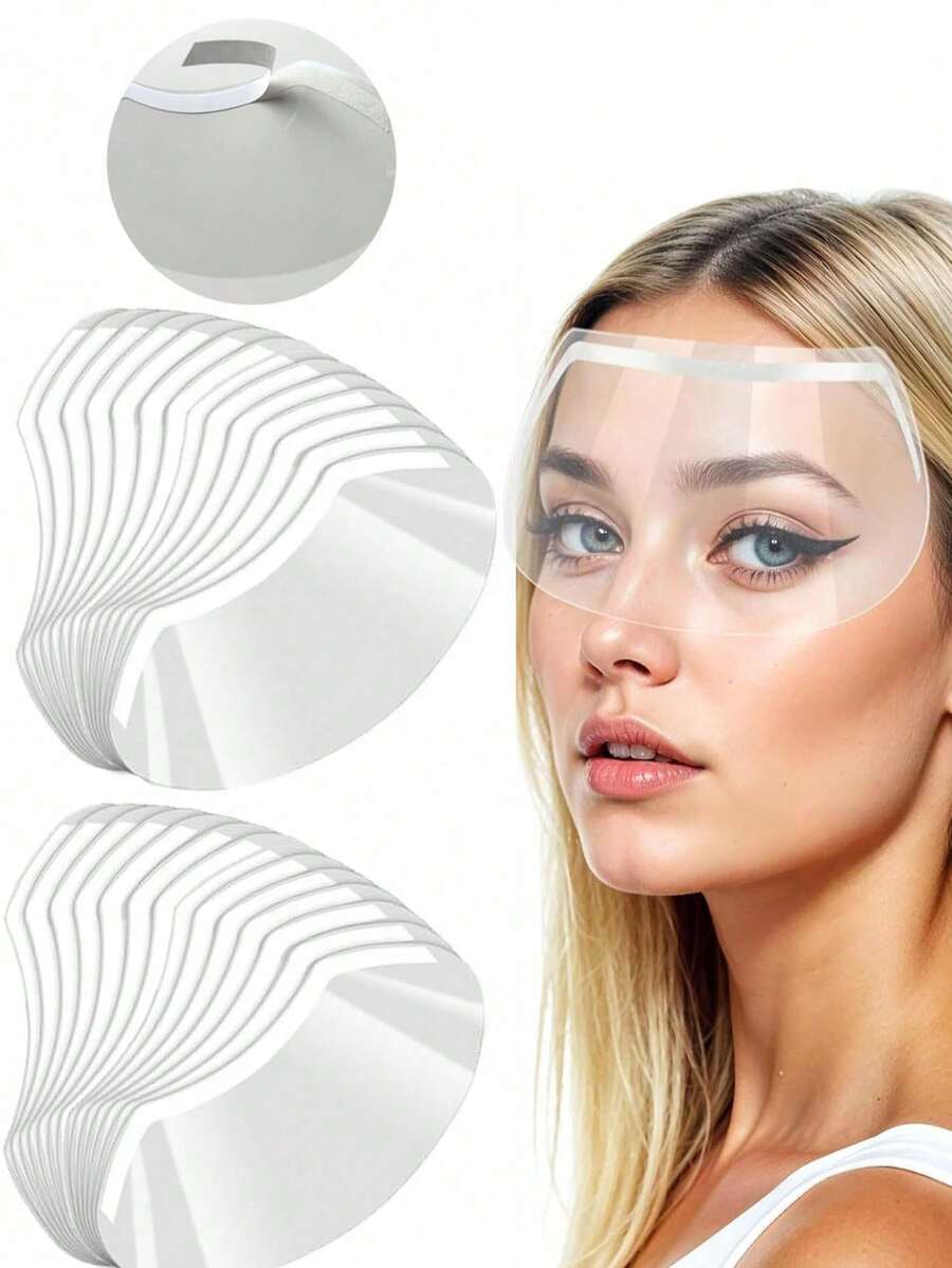 100/50/2pcs Disposable Protective Glasses, Self-Adhesive Transparent Waterproof Goggles, Suitable For Haircutting, Perming And Dyeing, Makeup, Bathing, Professional Hair Salon Eye Protection Tool, Effectively Protects Eyes, Hairdressing Tool, Hairdressing Tool Accessories, Styling Tool, Perming And Dyeing Tool - Transparent - View 1