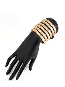6 Peças Conjunto de Pulseiras de Metal em Estilo Boho, Design Assimétrico de Abstração Líquida, Estilo Vintage Minimalista Ajustável, Aberto, Conjunto de Pulseiras de Bracelete, Adequado para Acessórios de Joias Diárias e de Férias para Mulheres - Ouro amarelo - Visão 7