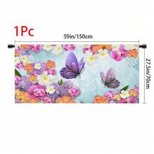 1pc, Home Decor, Butterfly Pattern Printed Table Skirt, Kitchen Small Curtain, Kitchen Cabinet Cover, With Curtain Holes, Easy To Hang, Rectangular, Machine Woven, Machine Washable, Kitchen Decoration And Accessories, Perfect For Kitchen Cabinets And Home Decor - Multicolor - View 14