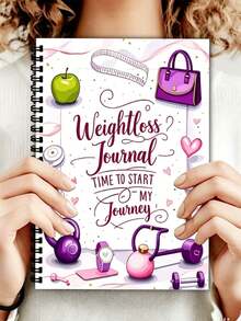 104-Page A5 Size Weight Loss Journal, Includes Fitness Equipment Designs, Motivational Fitness & Weight Management Charts For Men & Women, And A Self-Discipline Guide. - Multicolor - View 1