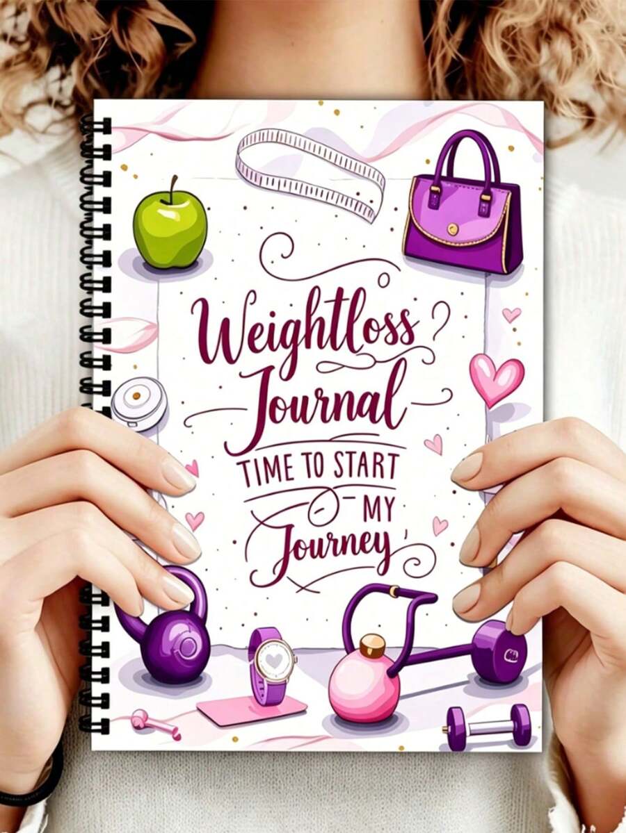 104-Page A5 Size Weight Loss Journal, Includes Fitness Equipment Designs, Motivational Fitness & Weight Management Charts For Men & Women, And A Self-Discipline Guide. - Multicolor - View 1