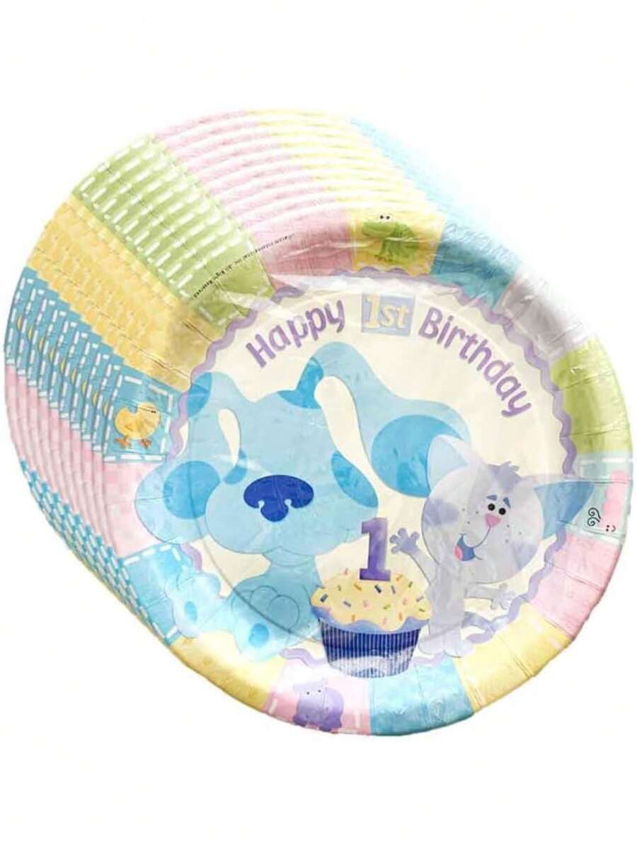 Amscan Multicolor Blues 1st Birthday: Luncheon Party Dinner Plates - 8.5x 8.5 (Pack Of 8) - Fun Design, Premium Quality Friendly Material - Party - 多色 - 查看 1