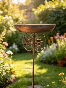 2-In-1 Iron Bird Bath And Feeder, Multiple Sculptural Designs Available, With 5-Claw Anti-Rust Feet For Stable Outdoor Placement, Suitable For Garden And Yard Decor, Can Be Used For Bird Drinking And Bathing, Easy To Clean - TK18 - View 5