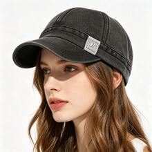 1pc Unisex Solid Color Ponytail Baseball Cap, Washed, Sun Protection, Breathable, Adjustable Size, Versatile New Style, Suitable For Daily Casual Wear And Sunshade - Black - View 2