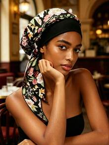1 pieza Pañuelo de cabeza estilo bohemio con estampado floral de plumas, pañuelo de cabeza antideslizante con forro de satén suave y estampado floral con lazo ajustable en la parte posterior, accesorio para la cabeza de tela suave para mujer, gorro de hijab islámico preatado, adecuado para uso diario y quimioterapia, accesorio para la cabeza de quimioterapia para mujer, gorro de quimioterapia ligero de verano con pañuelo, diadema de moda suave y sedosa - color - Ver 8