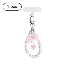 Ins Style Girly Pearl Bow Phone Lanyard With Strawberry Heart Pendant Anti-Lost Wrist Strap Universal Phone Case Charm Sweet Bestie Accessory - Multicolor - View 11