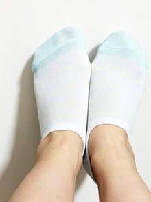 10/20 Pares<Aleatorio>Calcetines de Barco para Mujer, Calcetines de Tobillo Cortos, Calcetines Cortos con Bloques de Color - Multicolor - Ver 3