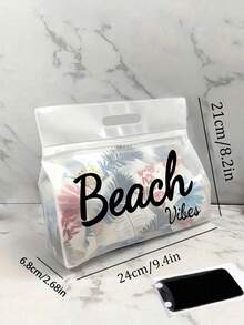 Beach Print Waterproof Toiletry Bag, Can Store Shampoo, Lotion, Cosmetics, Etc. Fashionable And Practical, Suitable For Travel, Commuting, Students And Beauty Lovers, Can Be Used For Travel, Fitness, Hotel Stays And Daily Bathroom Storage. Versatile, Can Also Be Used As A Makeup Bag. - Multicolor - View 5