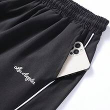 Men's Black Sports Casual Shorts With Drawstring Waist - Black - View 11
