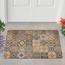 1pc Bohemian Style Linen Rubber Material Kitchen Rug, Bathroom Mat, Door Mat And 2D Printed Rectangular Rug, Suitable For Living Room, Bedroom, Hallway, Bathroom And Laundry Room, Ideal For Indoor And Outdoor Home Decor - Multicolor - View 3