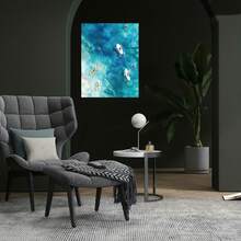 Póster de lienzo plano 2D, 1 pieza sin marco, pintura en lienzo de surf y paddleboarding bajo un mar y cielo azules, adecuado para decoración del hogar, jardín, casa de campo y baño, decoración de pared, colgante de pared duradero para el hogar, regalo festivo - Enmarcado - Ver 2