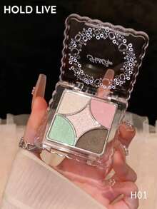 HOLD LIVE Luminous Nebula Eyeshadow Palette, 5-Color Satin Finish, Portable Small Eyeshadow, Low Saturation Fresh Mint Color H01 - H01 - View 2