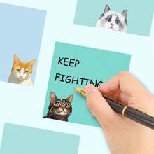 6pcs Cute Black Cat Sticky Notes, Self-Adhesive Cat Design Memo Pads, Square Sticky Note Pads For Office Desk, School Supplies, Cat Lover Gift, Teacher Gift, Cat Theme Bulletin Board - Multicolor - View 6