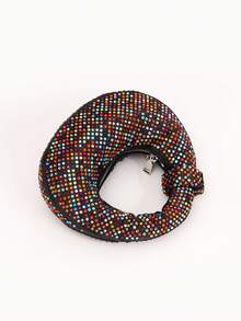 Mini Hobo Bag In A Crescent Shape, Fully Covered In Rhinestones, Integrated Circular Handle With Bow, Zipper, Various Colors, Women's Party, Wedding, Birthday Gift - Multicolor - View 4