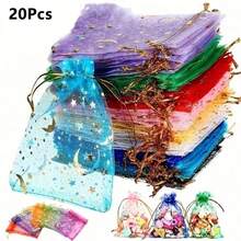 100 /50/20/10pcs, Moon Star Drawstring Organza Bags - Perfect For Jewelry, Party Favors - Mixed Colors For Weddings, Valentine's Day And Christmas - Packaging Bag - View 9