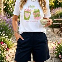 2pcs Crew Neck Bird Print T-Shirt With Inspirational Quote, Soft Breathable Short Sleeve For Daily & Vacation - 套裝 - 查看 13