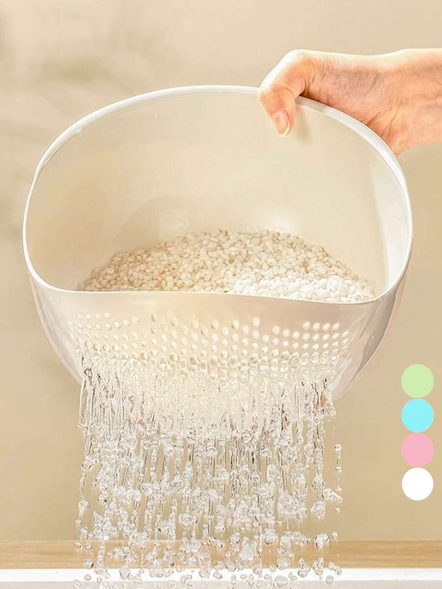 1 pieza Lavador de arroz multifuncional para el hogar, colador para lavar verduras, cesta de almacenamiento para lavar frutas y verduras de cocina - Talla única - Ver 1
