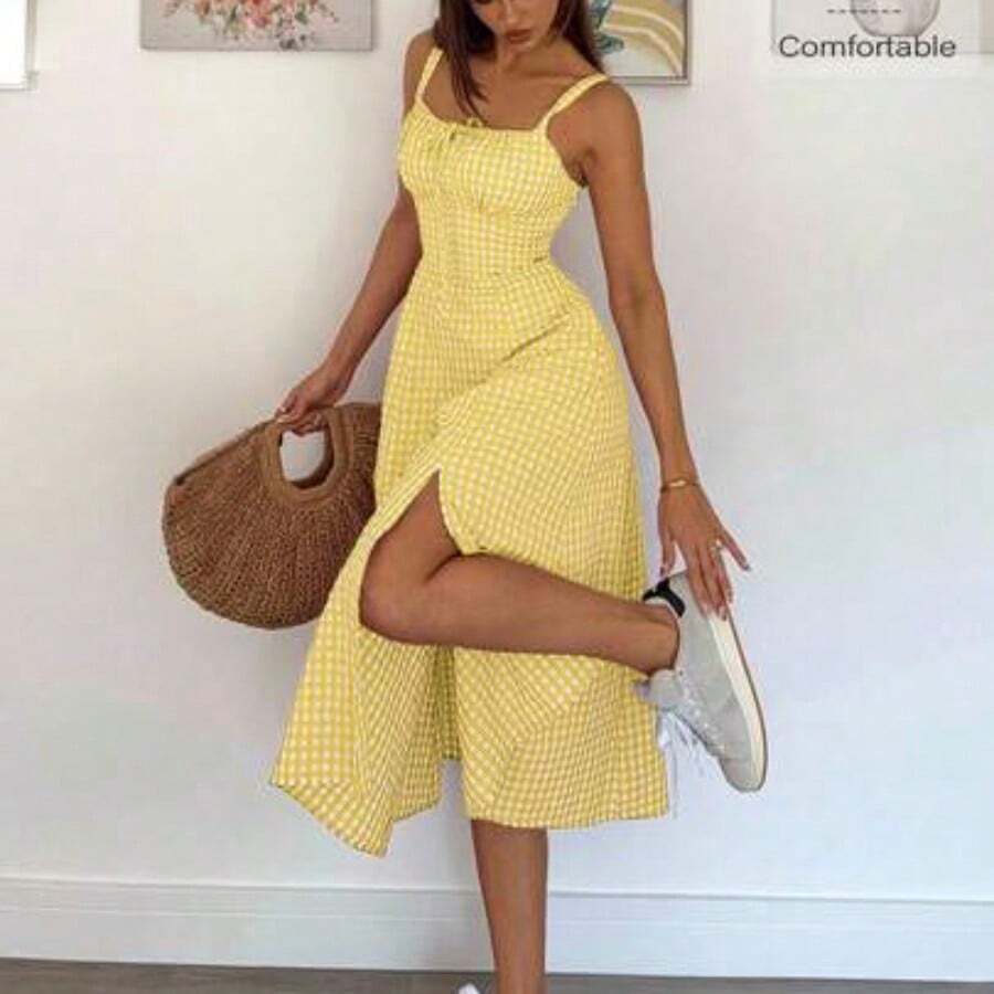 Women Midi Dresses - Yellow - View 1