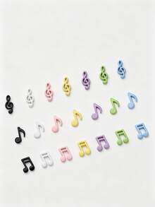 20-60Pcs Encantos de Uñas con Notas Musicales Coloridas - Decoraciones de Clave de Sol 3D de Aleación, Colores de Dopamina, Para Manicura DIY - Multicolor - Ver 5