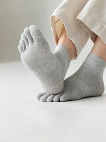 1/5/6 Pairs Men's Black Casual Business Versatile Sweat-Absorbing Odor-Resistant Toe Socks - Black - View 11