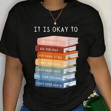Cotton It Is Okay To Be Yours Ask For Help Not Know It At All T-Shirt - Black - View 1