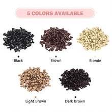 Vlasy Micro Rings Links Beads,3.4mm Microlink Beads Non-Silicone Copper Tubes Microbead For Hair Feathers,I-Tip Hair Extensions (1000Pcs, Black) - ColorA - View 6