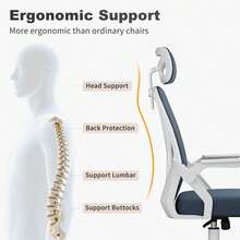 Ergonomic Mesh Office Chair With Flip Armrests And Lumbar Support - Blue-gray - View 4