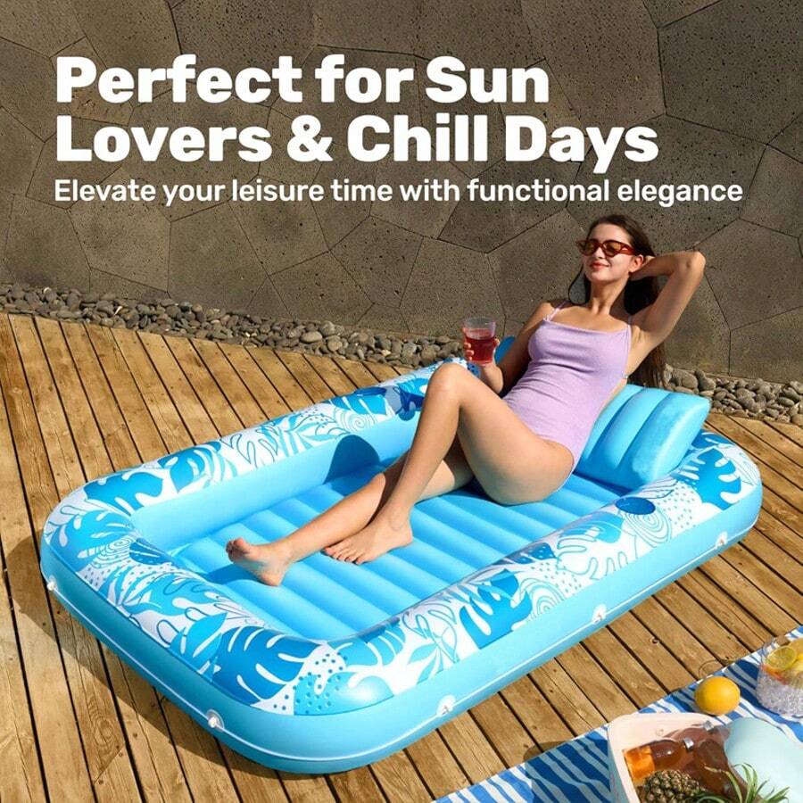 Double Maple Leaf Inflatable Swimming Pool Floating Bed, Sunac Premium Pool Float With Cup Holder And Removable Pillow, Relax And Enjoy Fun, Sunac Inflatable Swimming Pool (Multiple Colors And Styles Available) - Multicolor - View 1
