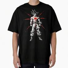 ENDGAME Goks (EG088) Estilo Casual Urbano, Camiseta de Algodón Grueso de 180g, Suave y Elástica, Lavable a Máquina - Negro - Ver 1