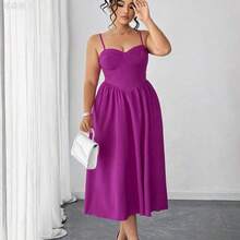 jianchaimaoyi02  Vestido de tirantes finos de talla grande con tonos morados - Rosa Pálido - Ver 4