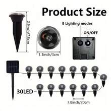 30Pcs Small Solar LED Pathway Lights Outdoor, 32Ft/10M,8 Modes, Solar Garden Lights Waterproof, Multi Color Landscape Stake Lights, In-Ground Yard Lawn Walkway Lights For Patio Backyard Camping Party Garden Decor - Đèn đỏ - Xem 9