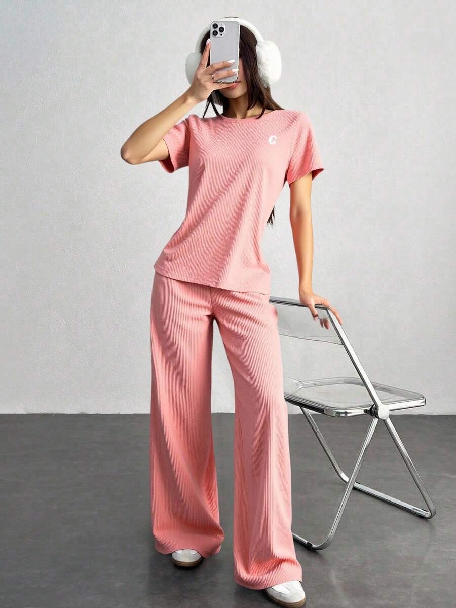 Set de 2 Piezas Casual de Punto para Mujer | Conjunto Casual de Tejido de Punto Cómodo para Uso Diario, Deporte y Cuatro Estaciones