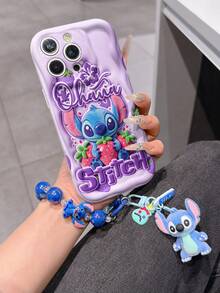 Disney Has Authorized, Phone Case - Chain Set, The Stitch Lilo & Stitch 3D Phone Case Plus A Silicone 3D Stitch Bracelet With Metallic Ring Removable Bracelet, Stitch And Angel Pattern, Compatible With Iphone17/16/15/14/13/12/11/XS/XR/X Plus Pro Max, A Stylish Cartoon Phone Case, The Perfect Gift Choice, Phone Protection, Durable Phone Cover, Great Gift For Friends And Family. - 白色 - 查看 1