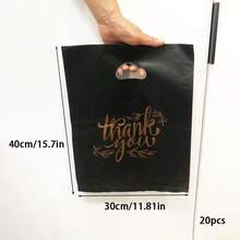 100个/50个/20个可重复使用的黑色塑料购物袋 - 非常适合答谢礼物、圣诞节、派对、商店和精品店 - 20pcs - 查看 16