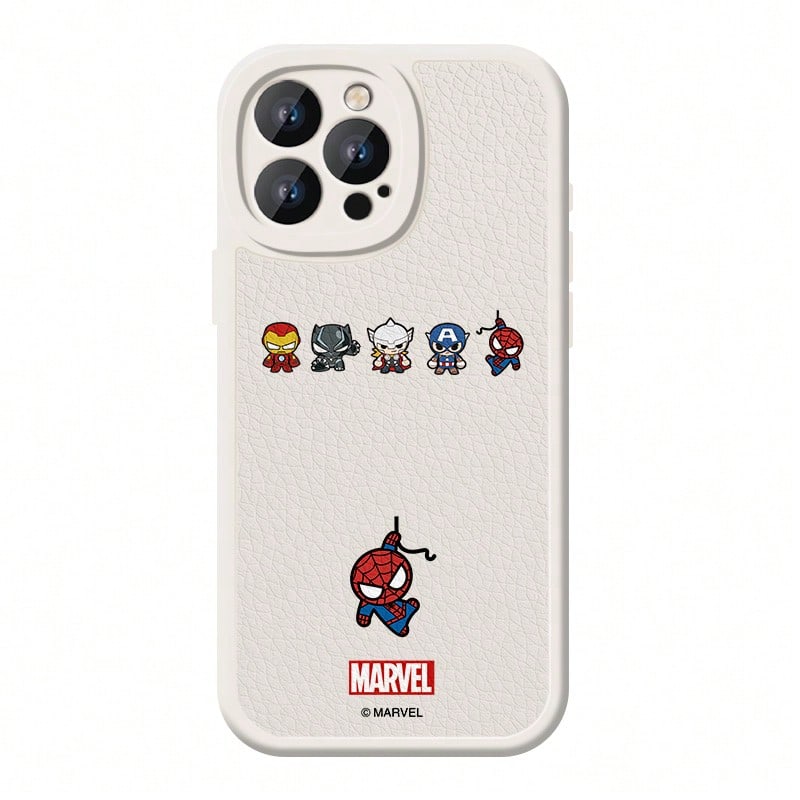Miniso Marvel Black Panther, Spider-Man, Iron Man, Captain America, Thor Phone Cases Are Compatible With IPhone 17 Pro Max/17 Pro/Air/16 Pro Max/15 Plus/14/13/IP 17/15 Pro/12 Pro/11/16 Plus. These Drop-Proof And Scratch-Resistant Protective Cases Are Compatible With Apple Devices. - White - View 1