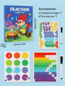 Kids Magnetic Fraction Book, Interactive Math Manipulative Set, Fraction Circles & Bars, Educational Learning Tool For Kids 3+ - Multicolor - View 7