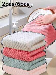 2pcs/6pcs Set Random Multifunctional Cleaning Cloth For Car, Dishes, Kitchen, Table, No Oil Stain, Thick And Strong Absorption,Garden Tools - Multicolor - View 1