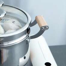 2-Tier 12.6 Inch/32cm Stainless Steel Steamer Set, Stainless Steel Stockpot Steamer With Lid, Wooden Handle Multi-Function Cooker, Suitable For Induction And Gas Stove, No Coating, Easy To Clean - View 6