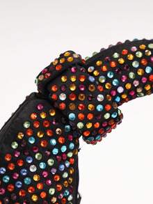 Mini Hobo Bag In A Crescent Shape, Fully Covered In Rhinestones, Integrated Circular Handle With Bow, Zipper, Various Colors, Women's Party, Wedding, Birthday Gift - Multicolor - View 3