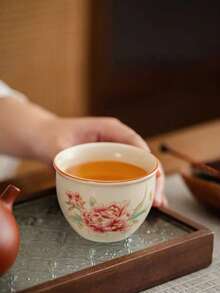 Traditional Ru Kiln Ceramic Tea Cup, Ice Crackle Glaze, Health-Preserving Kung Fu Tea Cup, Single Cup, Handmade, Chinese Tea Set, Home And Office Decor - Multicolor - View 4